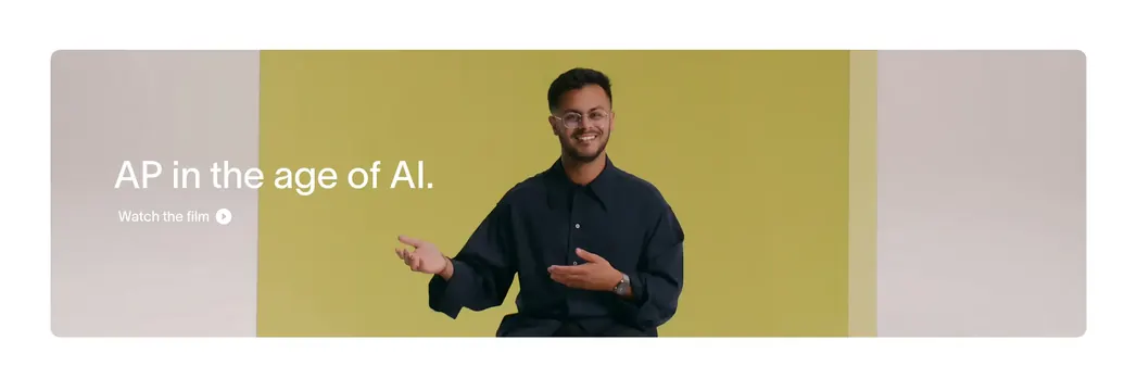 Ramp AP in the age of AI video CTA card, minimal, corporate-clean, light