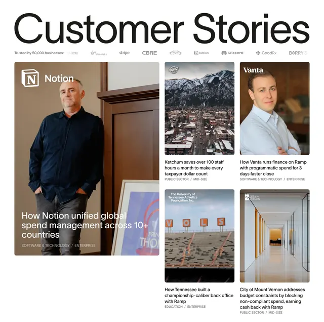 Ramp customer stories asymmetric grid, minimal, light-mode, light