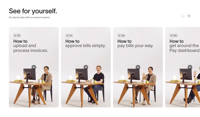 Ramp product expert video tutorial carousel, minimal, light-mode, light