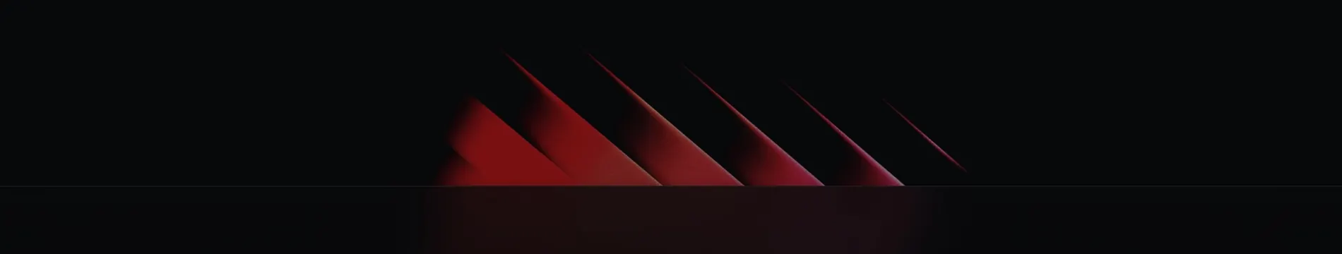 Raycast dark divider with red prismatic shards, dark-mode, minimal, dark