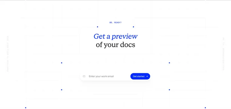ReadMe docs preview email CTA, minimal, light-mode, light