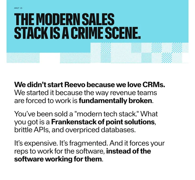 Reevo about crime scene headline, neo-brutalist, minimal, vibrant
