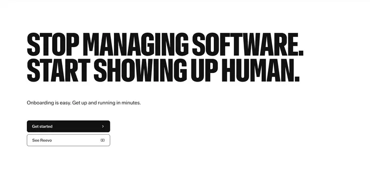 Reevo stop managing software CTA, minimal, light-mode, light