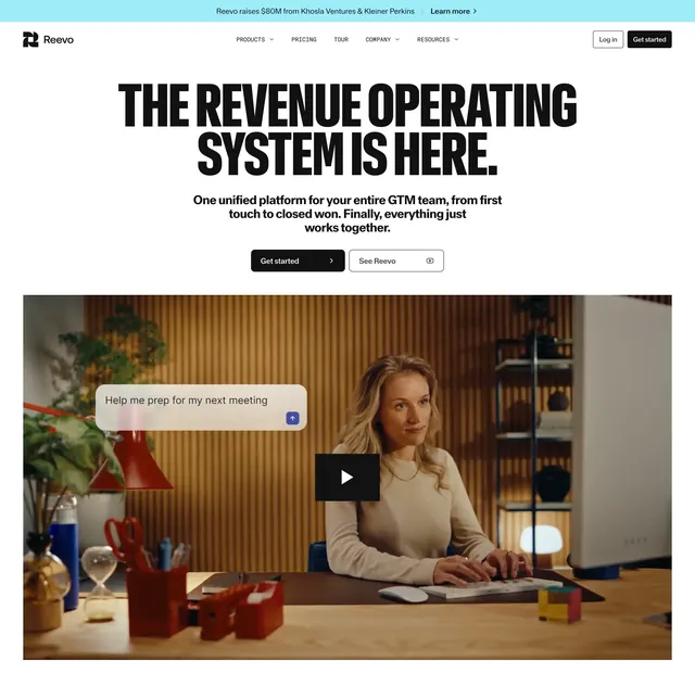 Reevo revenue operating system hero, minimal, light-mode, light