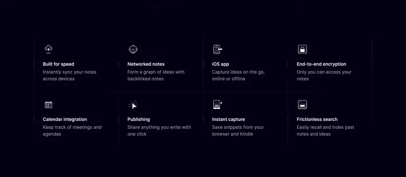 Reflect eight-feature dark grid, dark-mode, minimal, dark