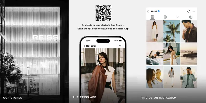Reiss retail channels three-column feature, minimal, light-mode, light