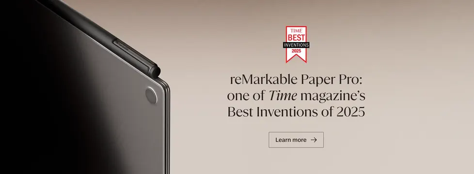 reMarkable Paper Pro award mention banner, light-mode, minimal, light