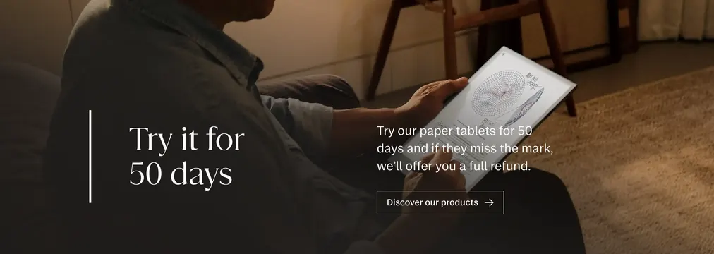 reMarkable 50-day trial offer banner, dark-mode, minimal, dark