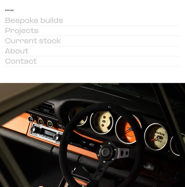 Rennsport explore navigation with cockpit photo, light-mode, minimal, light