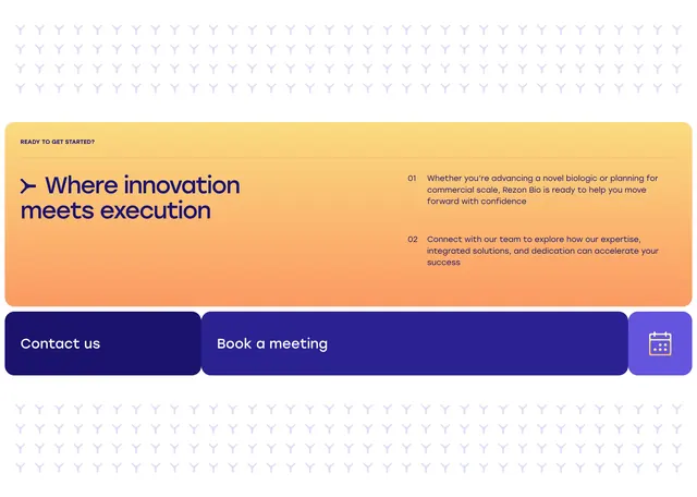 Rezonbio service inquiry CTA card, minimal, gradient-heavy, light