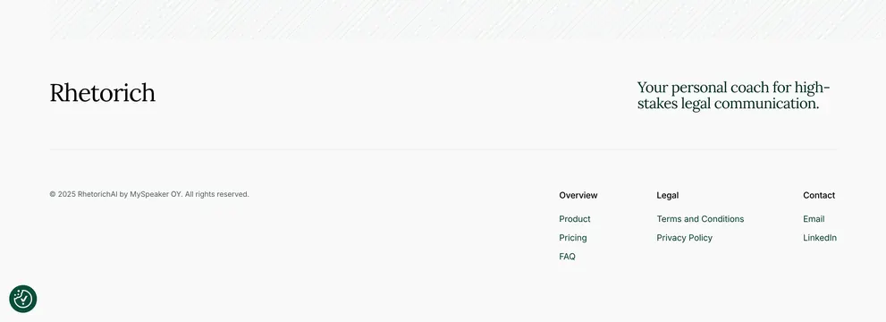 Rhetorich minimal two-tier footer, minimal, light-mode, light