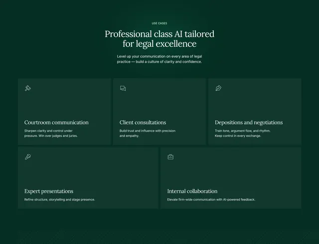 Rhetorich legal use cases bento, dark-mode, minimal, dark