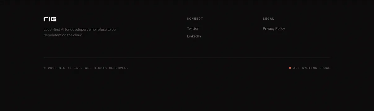 Rig minimal dark footer, dark-mode, minimal, dark