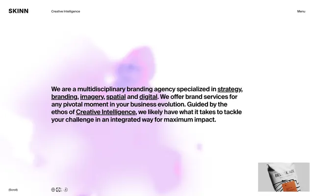SKINN creative intelligence introduction hero, minimal, light-mode, light
