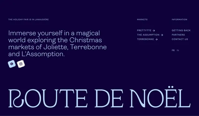 Route de Noel dark editorial footer, minimal, dark-mode, dark