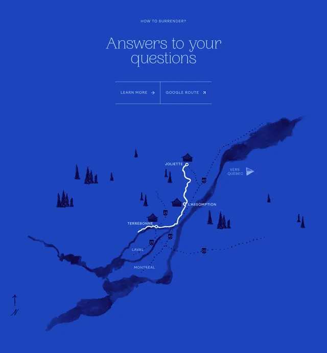 Route de Noel illustrated map CTA, minimal, dark-mode, dark