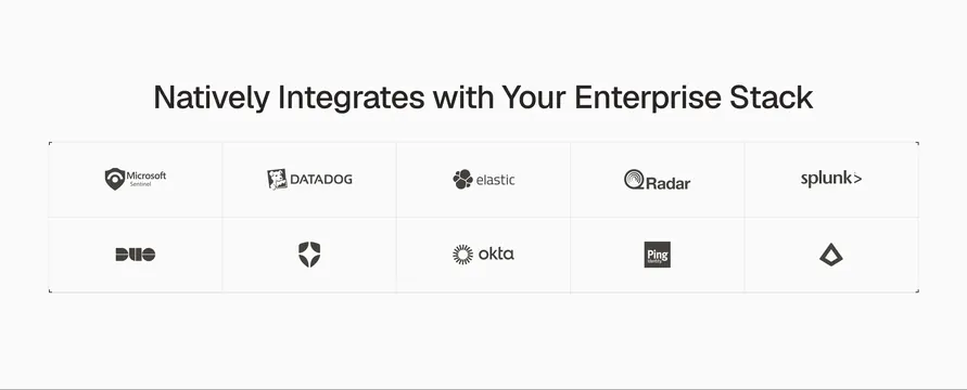 Runlayer enterprise integrations logo grid, light-mode, minimal, light