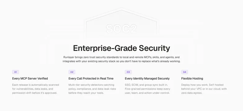 Runlayer security advantages key benefits, light-mode, minimal, light