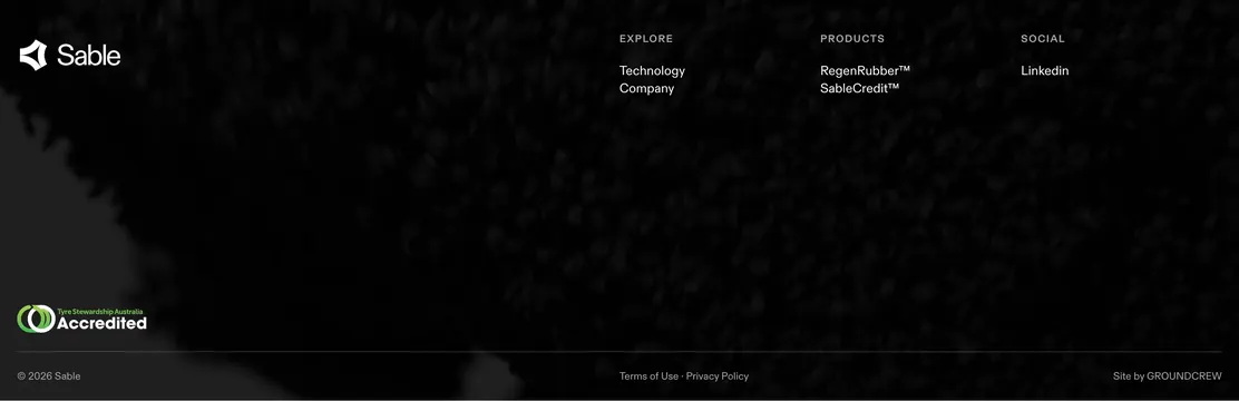 Sable textured dark footer, dark-mode, minimal, dark