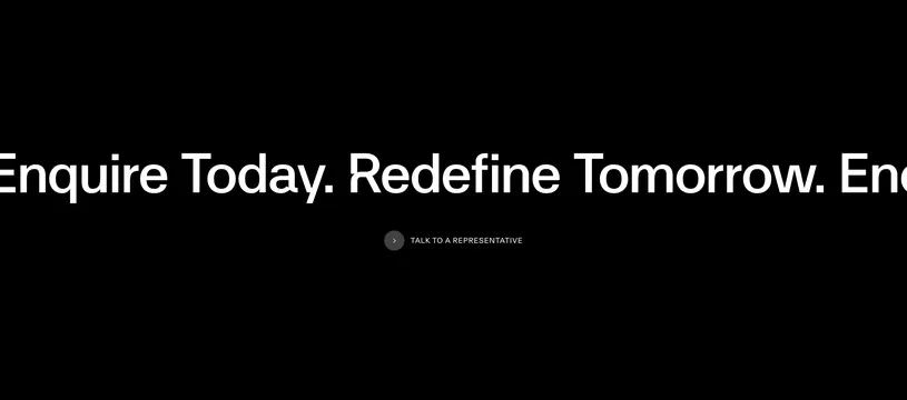 Sable oversized inquiry CTA, dark-mode, minimal, dark