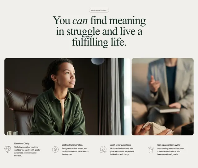 Sage Hill light feature grid with photos, minimal, light-mode, light