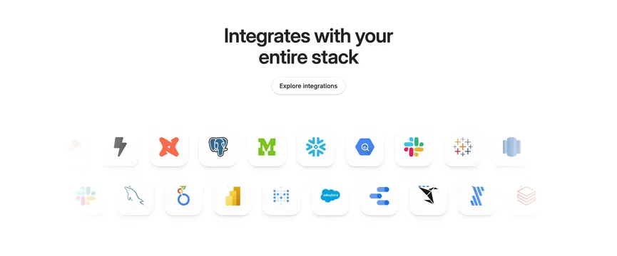 Secoda integrations logo grid, light-mode, minimal, light
