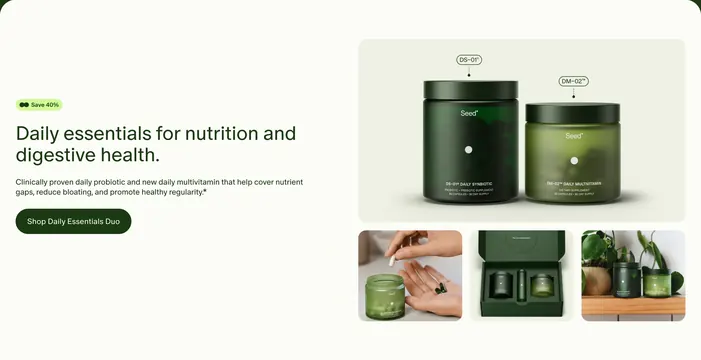 Seed Daily Essentials Duo CTA, minimal, light-mode, light