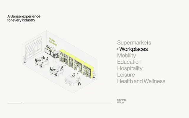 Sensei industry tab list with isometric scene, light-mode, minimal, light