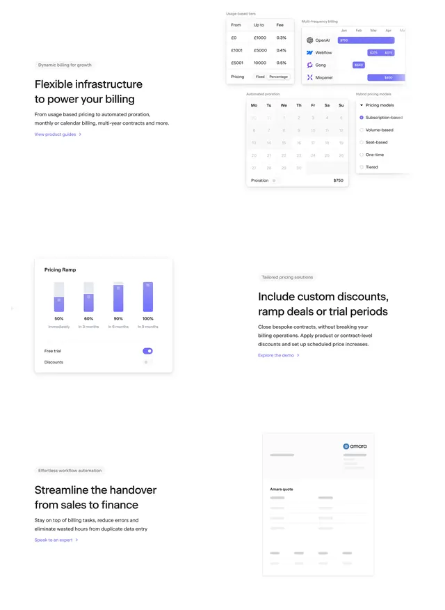 Sequence billing infrastructure alternating features, minimal, light-mode, light