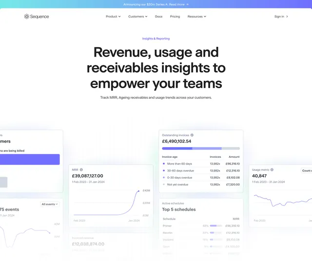 Sequence insights and reporting hero, minimal, light-mode, light