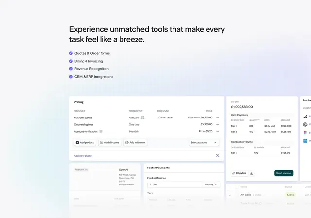 Sequence product capabilities UI collage, minimal, light-mode, light