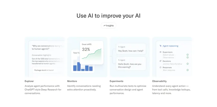 Sierra AI improvement capabilities grid, minimal, light-mode, light