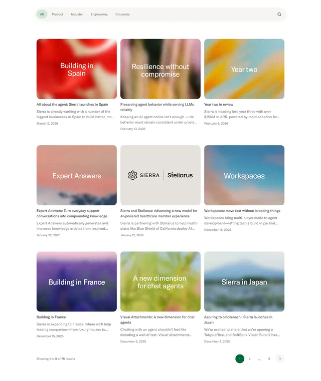 Sierra company news blog grid, minimal, light-mode, light