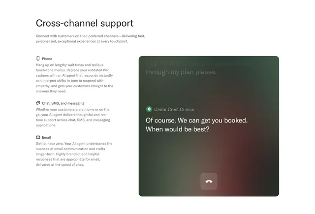 Sierra cross-channel support feature, minimal, dark-mode, light