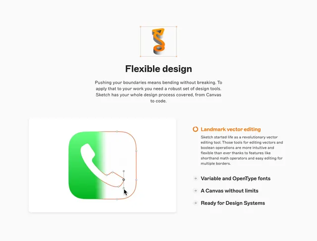 Sketch flexible design vector feature, minimal, light-mode, light