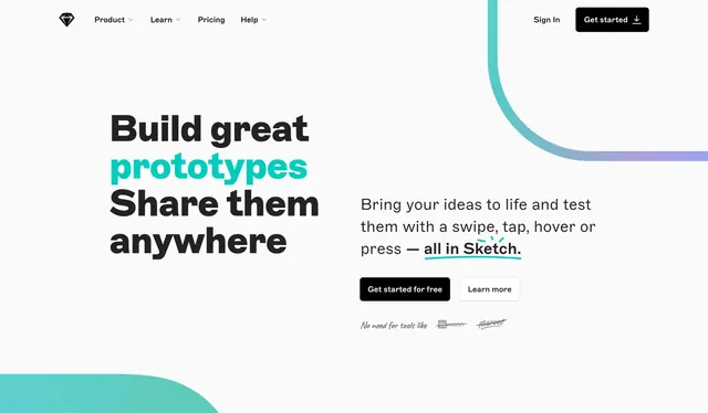Sketch build prototypes hero, minimal, light-mode, light