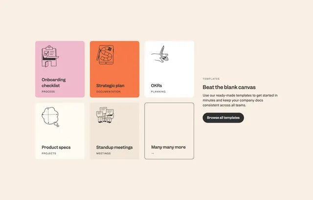 Slite templates preview grid, minimal, light-mode, light