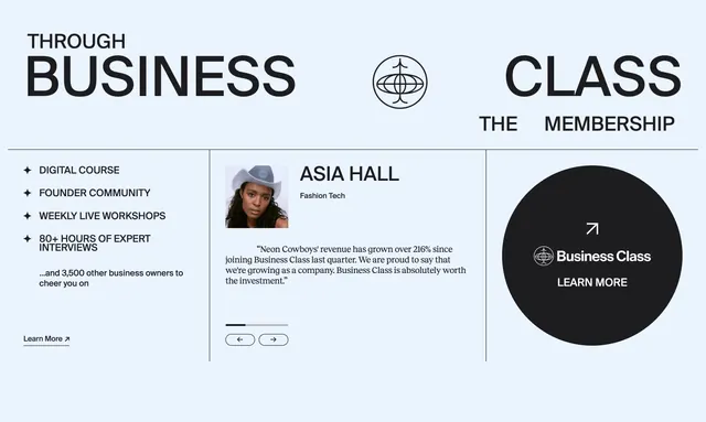 Sophia Amoruso Business Class membership, editorial, minimal, light