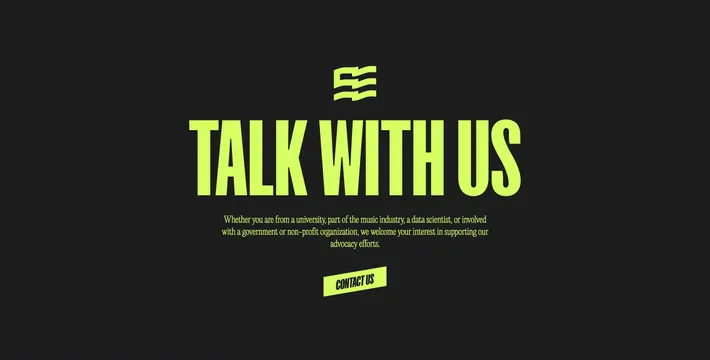 Sound Ethics Talk With Us CTA, brutalist, dark-mode, dark