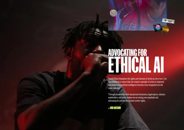 Sound Ethics Advocating for Ethical AI, brutalist, dark-mode, dark