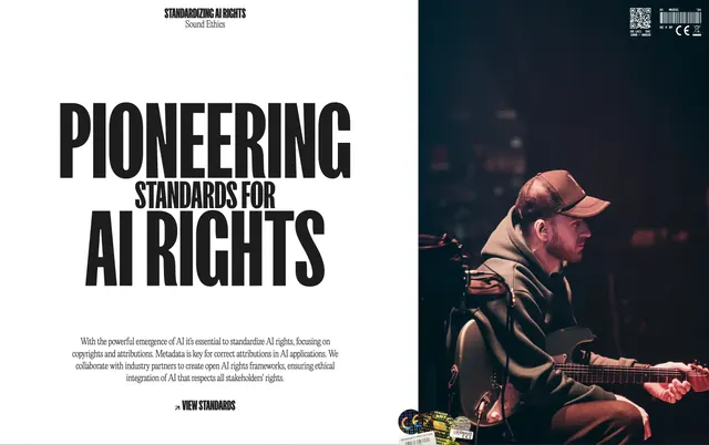 Sound Ethics Pioneering Standards split hero, editorial, brutalist, light