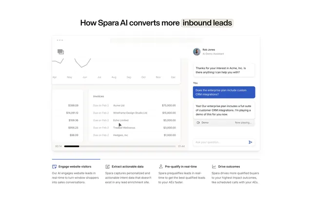 Spara how-it-works with demo video and step row, light-mode, minimal, light