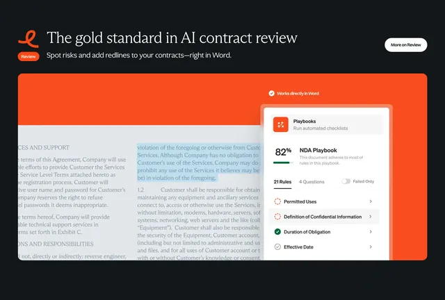 Spellbook Review feature with playbook UI, dark-mode, minimal, dark