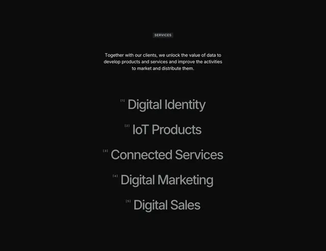 Standard Data services typography list, minimal, dark-mode, dark