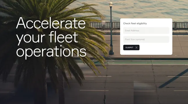 Standard Fleet operations lead-gen CTA, minimal, photographic, warm