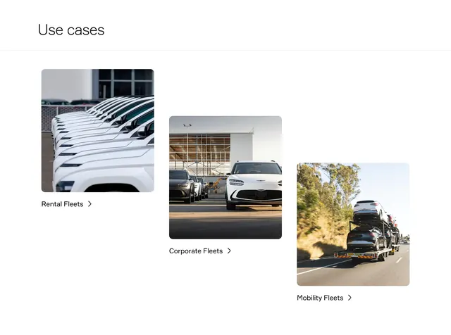 Standard Fleet staggered use cases gallery, minimal, corporate-clean, light