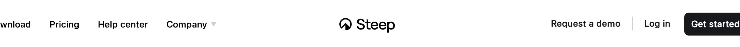 Steep centered-logo navbar, minimal, corporate-clean, light