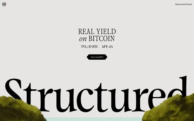Structured real yield on Bitcoin hero, editorial, minimal, light