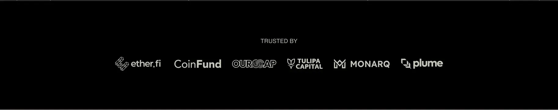 Structured trusted-by logo cloud, dark-mode, minimal, dark