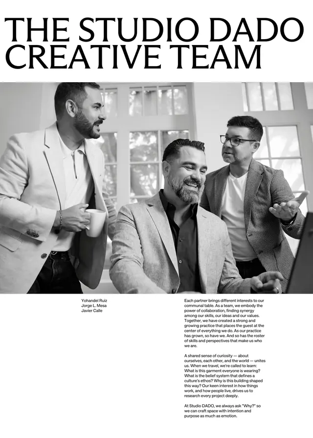 Studio DADO creative team profile, minimal, editorial, light